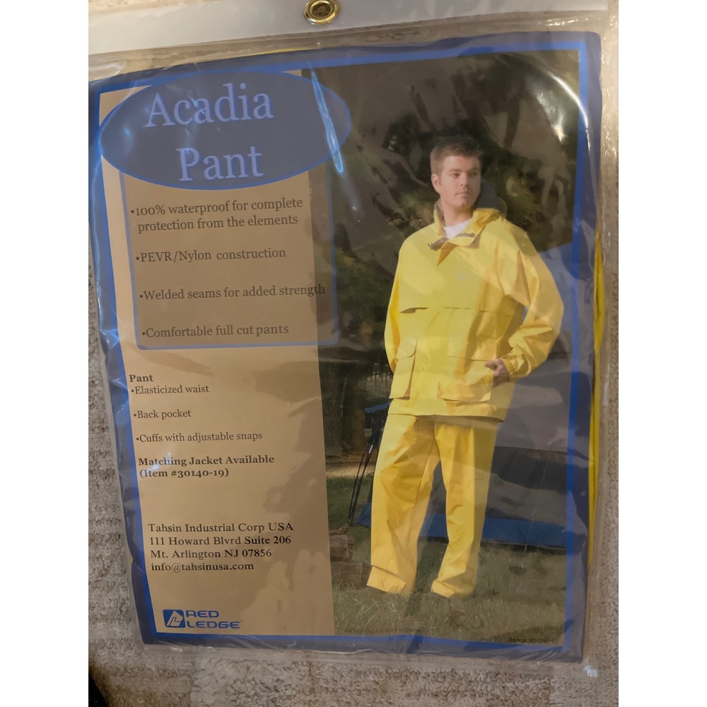 Red Ledge Acadia Pant Mens Large Yellow Waterproof Rain Pants 30170-19 NEW